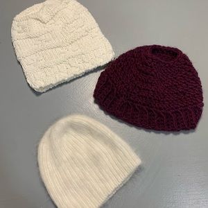 3 knit winter hats